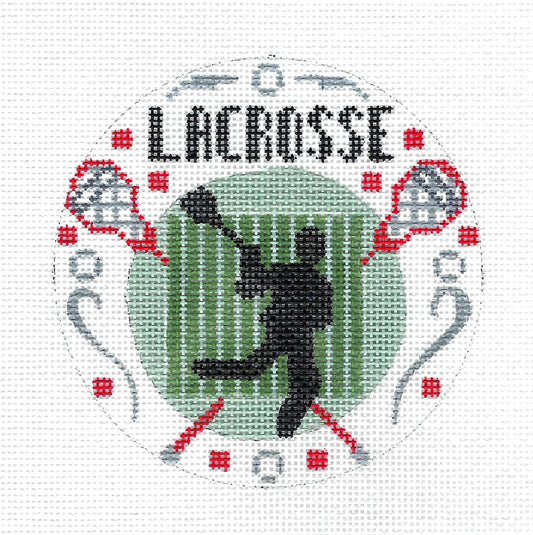 Dramatic Sports ~ LACROSSE ~ handpainted 18 Mesh 4" Needlepoint Ornament Canvas by CH Designs from Danji