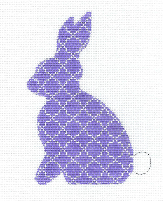 Kelly Clark ~ Lavender & White Bunny Rabbit Handpainted Needlepoint Ornament Canvas