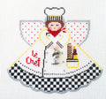 Angel ~ " Le Chef " Cooking Angel & Charms handpainted 18 Mesh Needlepoint Canvas by Painted Pony