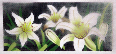 Canvas Insert ~ White Lily Blossoms by Leigh Design handpainted Needlepoint Canvas BB Insert by LEE