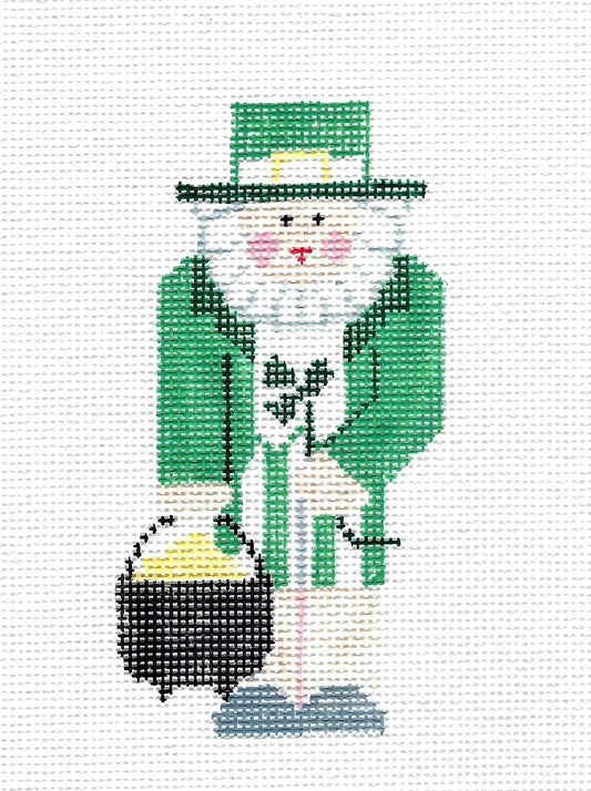 Canvas SET ~ Irish Leprechaun & Pot of Gold 2 Needlepoint Canvas SET Ornament by Kathy Schenkel