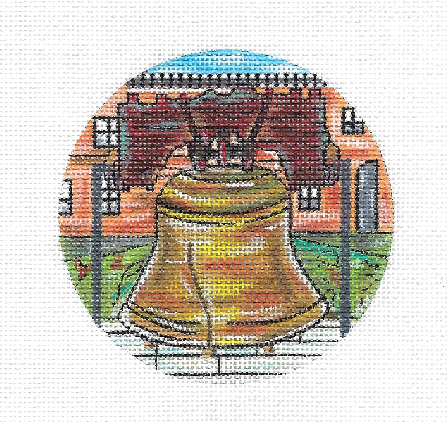 Travel ~ The LIBERTY BELL in Philadelphia, PA Ornament handpainted 18 mesh Needlepoint Canvas by Juliemar