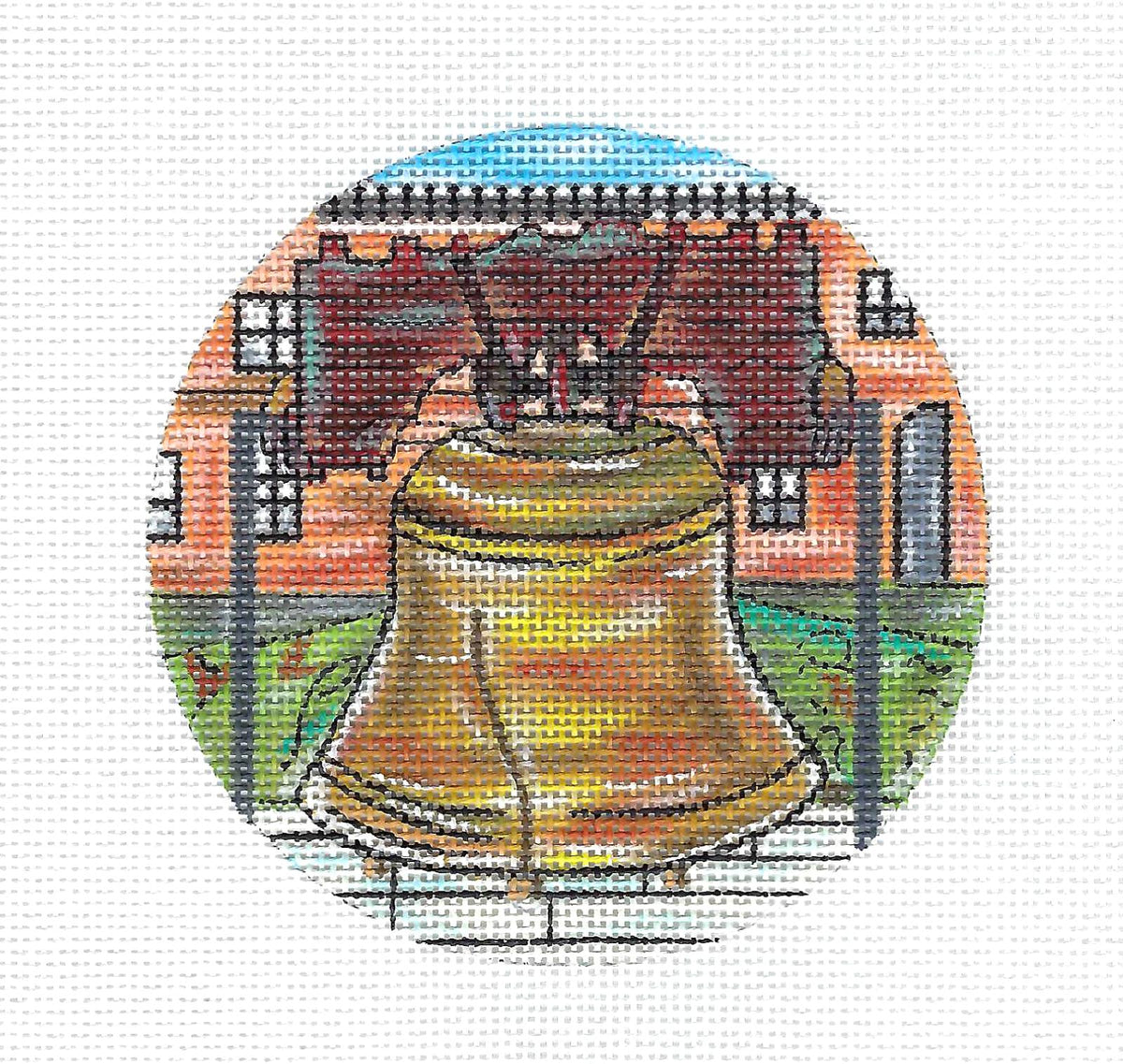 Travel ~ The LIBERTY BELL in Philadelphia, PA Ornament handpainted 18 mesh Needlepoint Canvas by Juliemar