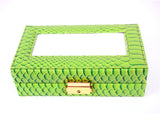 Leather Jewelry Box ~ Bright Green Leather Jewelry Box with Interior Compartments for Needlepoint Canvas by LEE