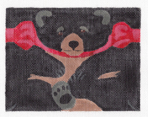 Roll Up ~ Black Bear Roll Up Ornament handpainted Needlepoint Canvas by LIZ