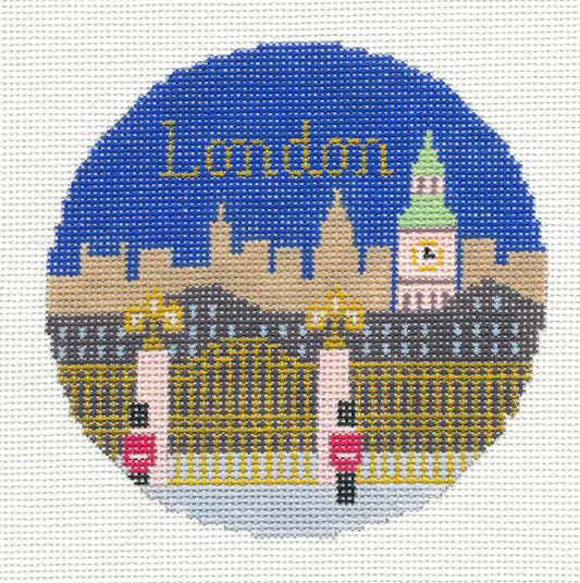 Travel Round ~ London, England handpainted 4.25" Needlepoint Canvas by Silver Needle