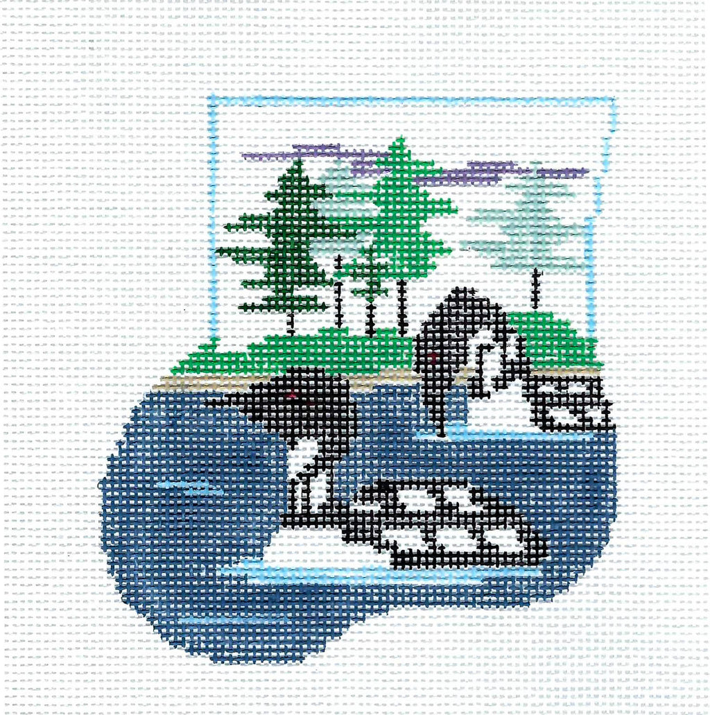 CANVAS SET ~ LOONS on LAKE CANVAS SET ~ HP Needlepoint Mini Sock Ornament by Kathy Schenkel