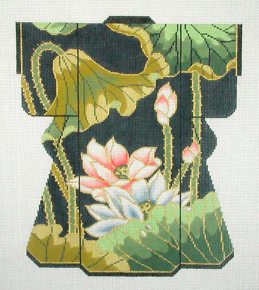 Kimono ~ Elegant Oriental Lotus Flowers LG. Kimono handpainted Needlepoint Canvas by LEE