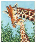 Animals ~ "Love Lasts Long", Mom and Baby Giraffe handpainted Needlepoint Canvas by Sandra Gilmore