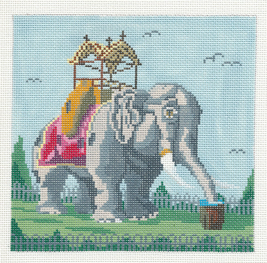 Canvas ~ Lucy the Elephant in Margate, New Jersey handpainted 18 mesh Needlepoint Canvas by Needle Crossings