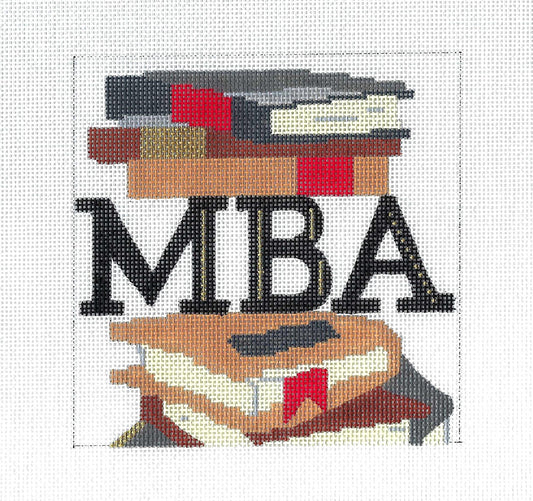 "MBA" ~ MBA Business Degree 5" Sq.  handpainted Needlepoint Canvas by Melissa Prince