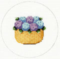 Nantucket Canvas ~ Nantucket Basket of Blue and Purple Hydrangea Blossoms 18 Mesh Needlepoint Canvas by MBM Designs