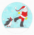 Round ~ The Skaters ~ Santa and His Penguin with Stitch Guide 18 Mesh handpainted Needlepoint Canvas by Mile High Princess