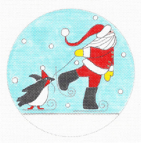 Round~The Skaters with Stitch Guide HP Needlepoint Canvas~by Mile High Princess