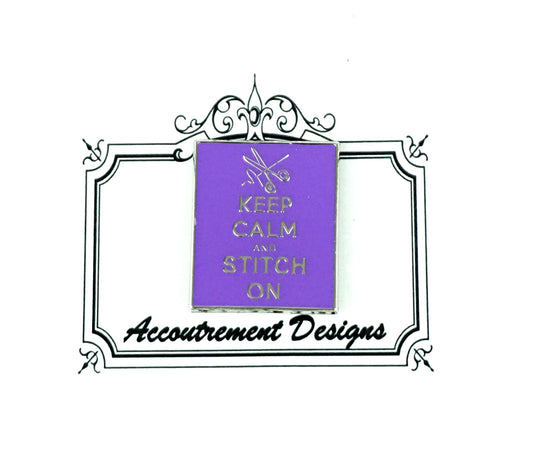 Magnet ~ "Keep Calm and Stitch On" in Lavender Purple Magnet Needle Holder for Needlepoint, Sewing Accountrement Designs