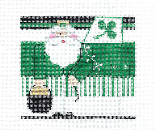 Roll Up Canvas ~ MARCH Irish Leprechaun Santa Roll-Up & STITCH GUIDE handpainted Needlepoint Canvas by Kathy Schenkel