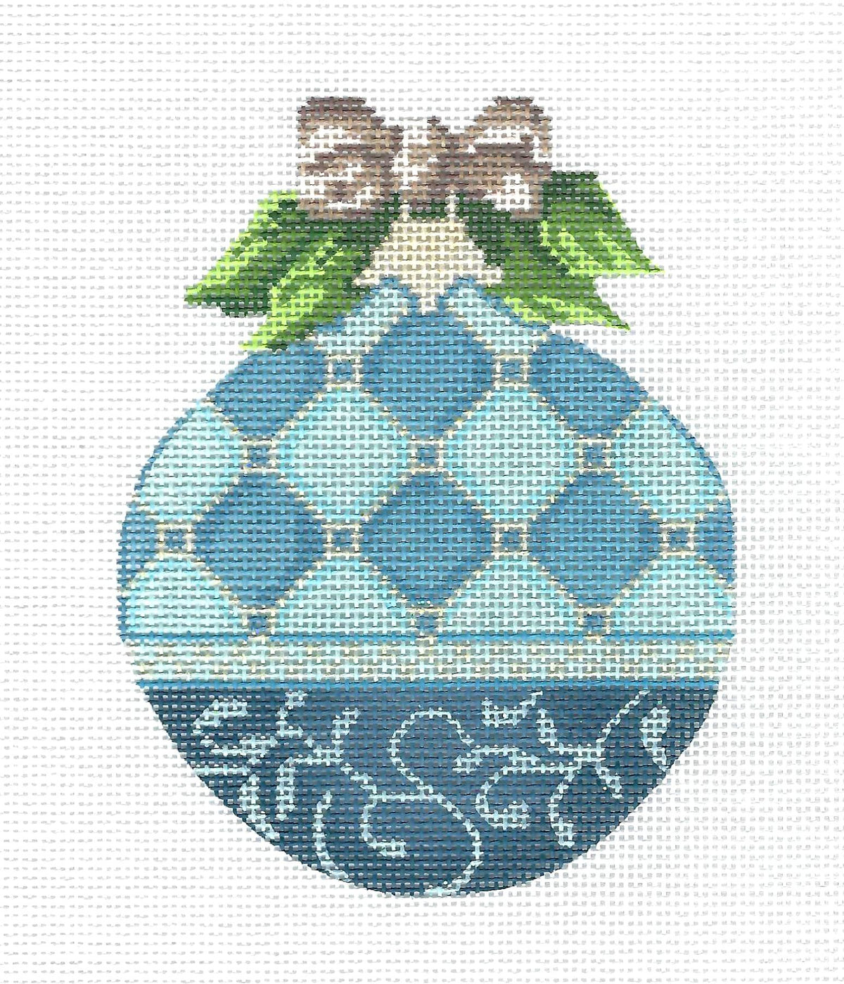 12 Months ~ Aquamarine for MARCH Monthly Ornament & STITCH GUIDE handpainted Needlepoint Canvas by Kelly Clark