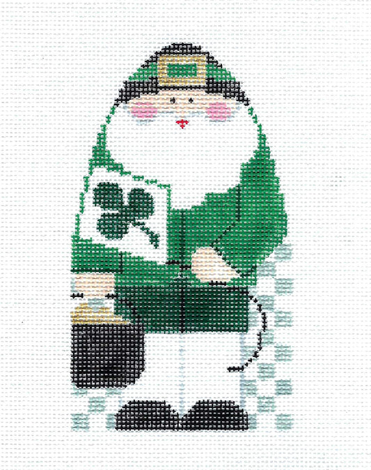 Canvas ~ March Irish Santa & STITCH GUIDE handpainted Needlepoint Canvas by Kathy Schenkel