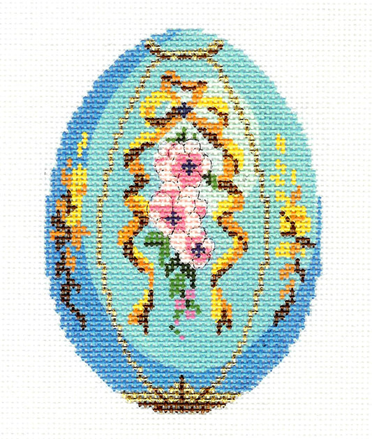 Faberge Egg of the Month ~ MARCH Aquamarine Birthstone EGG OFTHE MONTH handpainted Needlepoint Canvas LEE