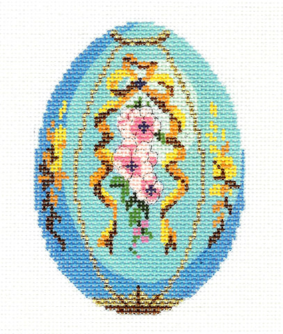 Faberge Egg of the Month ~ MARCH Aquamarine Birthstone EGG OFTHE MONTH handpainted Needlepoint Canvas LEE