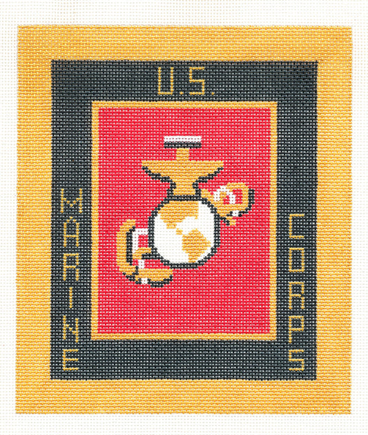 Military ~ U. S. MARINE CORPS Military 6"x7" handpainted 18 mesh Needlepoint Canvas LEE Needle Art