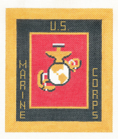 Military ~ U. S. MARINE CORPS Military 6"x7" handpainted 18 mesh Needlepoint Canvas LEE Needle Arts