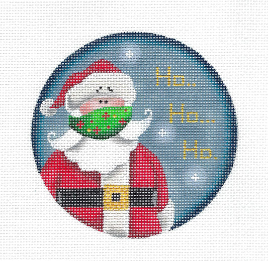 "MASK UP" ~ Christmas Santa Handpainted COVID Needlepoint Canvas by Rebecca Wood