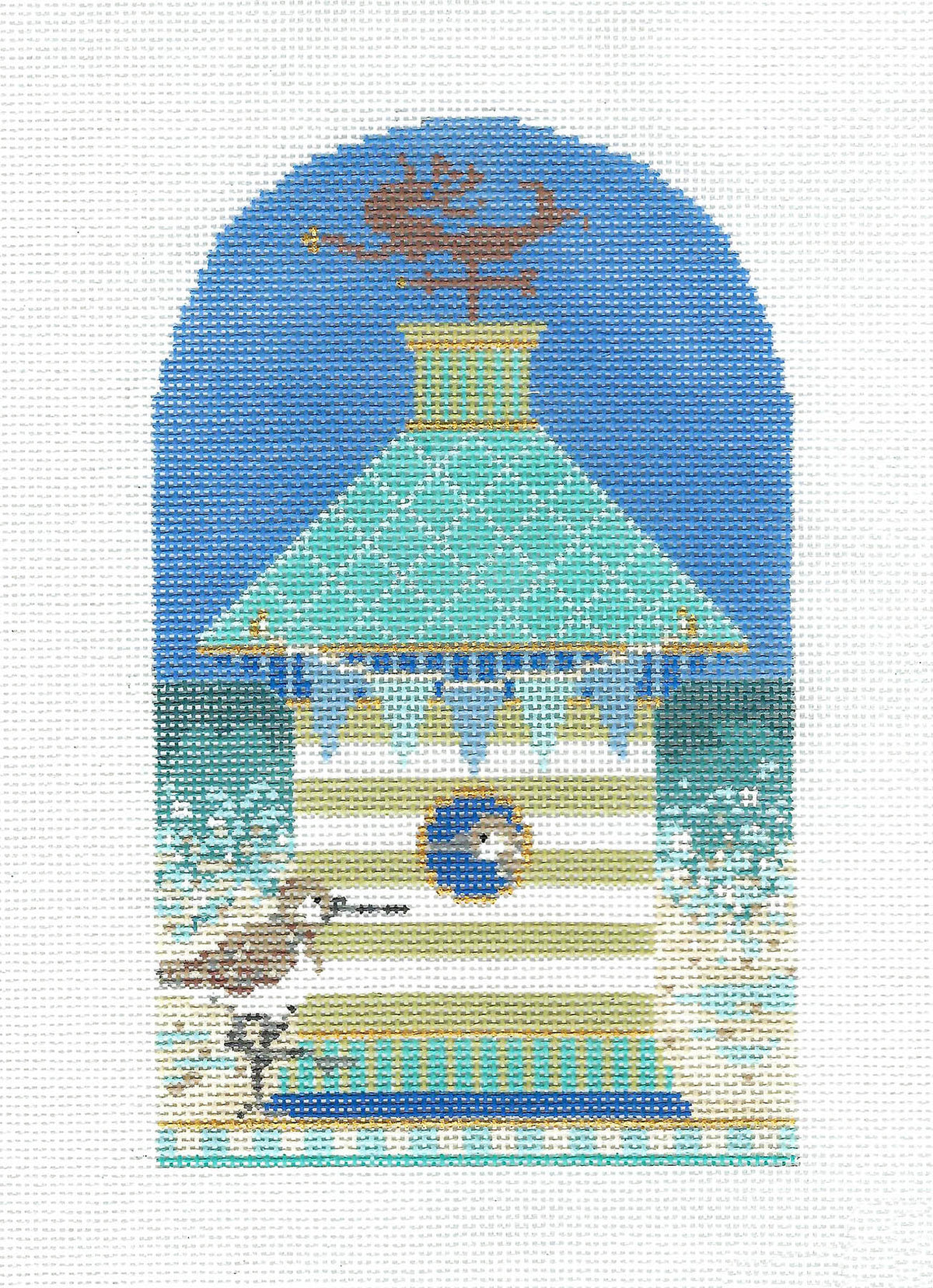 Kelly Clark ~ Birdhouse Summer Seaside Sandpiper Mermaid House 18 Mesh handpainted Needlepoint Canvas by Kelly Clark