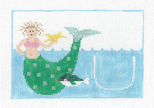 Tooth Fairy Canvas ~ Mermaid Child's Pillow *2 Canvas Set* handpainted Needlepoint Canvas by Kathy Schenkel