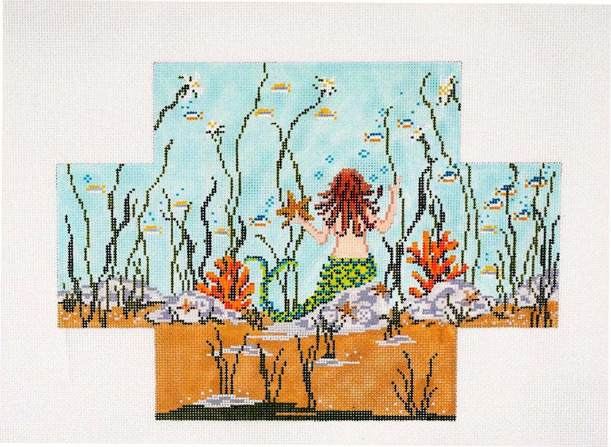 Brick Cover ~ MERMAID Underwater Brick Cover handpainted  13 Mesh Needlepoint Canvas by Needle Crossings