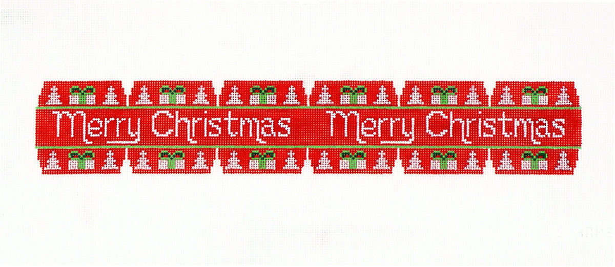 Merry Christmas Ornament Band handpainted Needlepoint Canvas by Starke Art from CBK