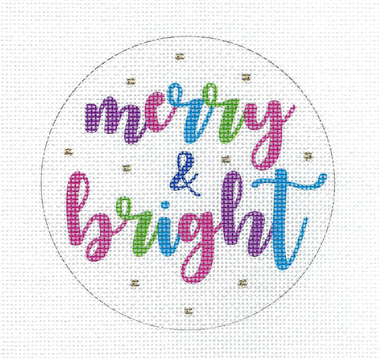 Christmas ~ Merry & Bright Ornament on 18 Mesh handpainted Needlepoint Canvas by Pepperberry