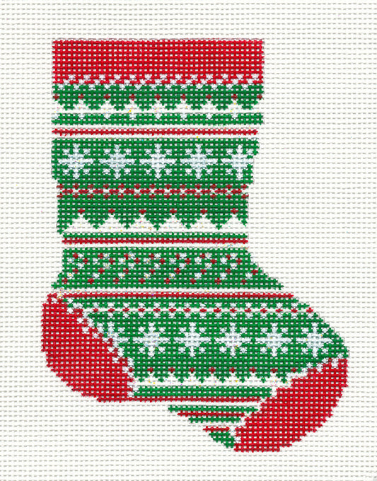 Stocking~Christmas Knitted Mini Stocking handpainted Needlepoint Canvas~by Needle Crossings