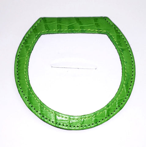Accessory ~ Green Alligator Leather Folding Purse Mirror for a 3" Needlepoint Canvas by LEE