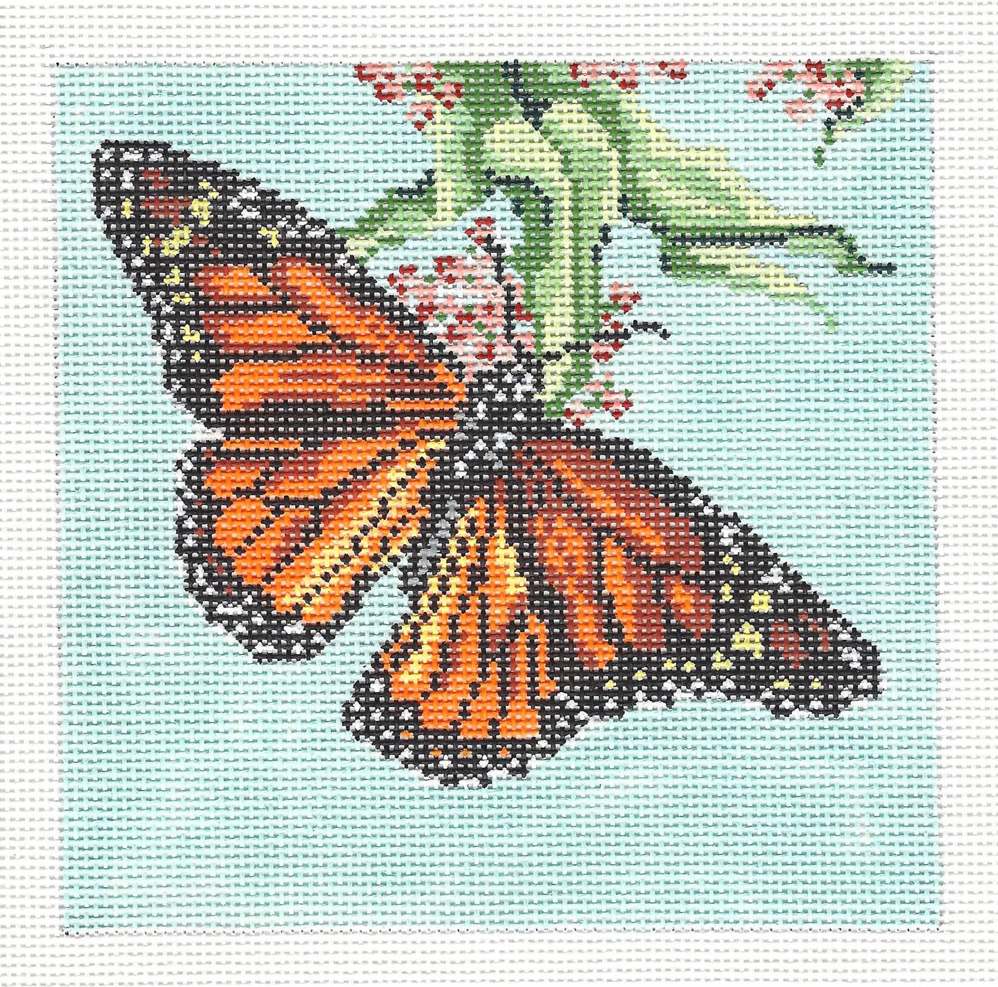 Butterfly Canvas ~ MONARCH Butterfly 6.75" Square 13 Mesh handpainted Needlepoint Canvas by Needle Crossings