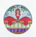 Christmas ~ Nutcracker Mother Ginger 4" Rd. handpainted 18 Mesh Needlepoint Canvas by Rebecca Wood