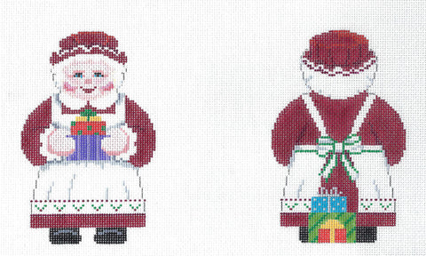 Christmas ~ Mrs. Claus with Gifts  2 Sided Ornament handpainted Needlepoint Canvas  by Susan Roberts