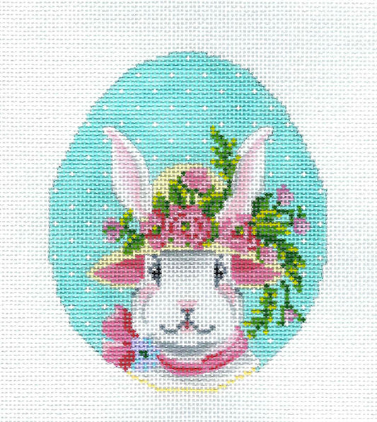 Kelly Clark Egg ~ Ms. Peony Bun-Bun Bunny Handpainted Needlepoint Ornament Canvas