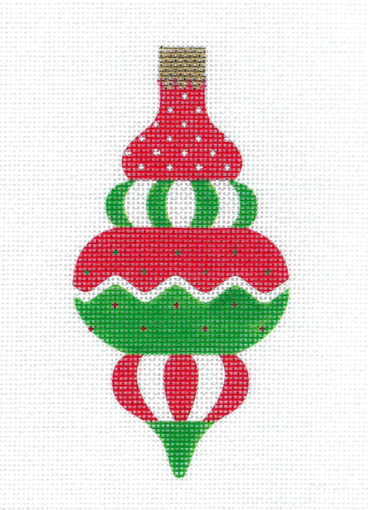 Christmas ~ Vintage Flair Argyle Zig Zag & Dots handpainted 18 Mesh Needlepoint Ornament by Pepperberry