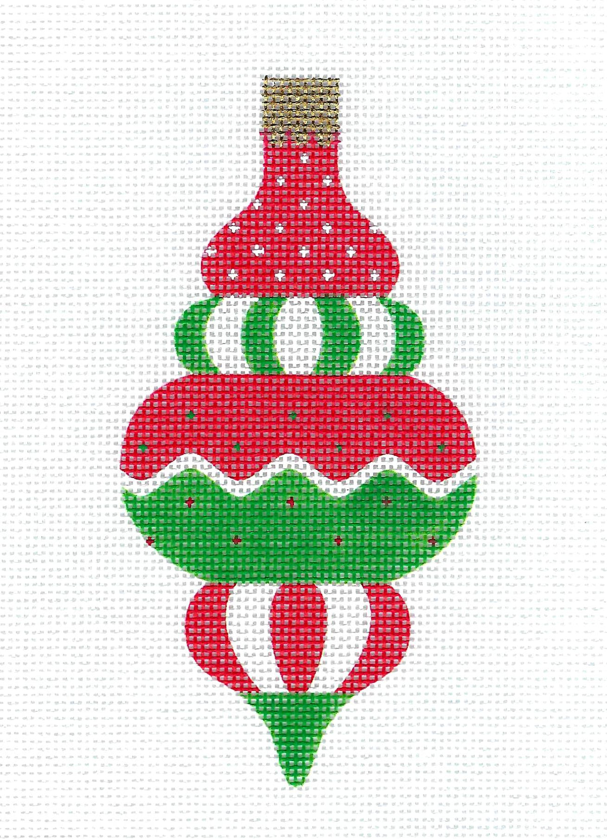 Christmas ~ Vintage Flair Argyle Zig Zag & Dots handpainted 18 Mesh Needlepoint Ornament by Pepperberry
