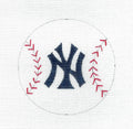 Sports ~ NEW YORK YANKEES BASEBALL TEAM 18 mesh handpainted 4" Rd. Needlepoint Ornament by Alice Peterson