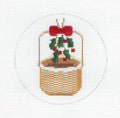 Nantucket Canvas ~ Nantucket Basket with Red Bow and Holly Sprigs handpainted by MBM Designs
