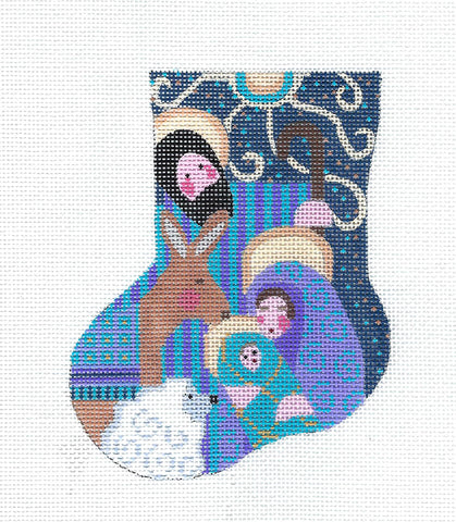 Christmas Nativity ~ Holy Family & Animals Mini Stocking handpainted Needlepoint Canvas By CH Designs from Danji