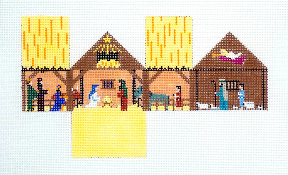 3-D Christmas Nativity ~ Holy Family 3-D NATIVITY BUILDING 18 Mesh handpainted Needlepoint Ornament Susan Roberts
