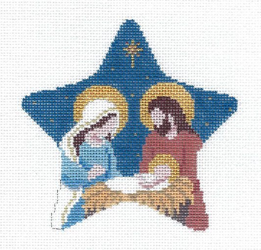 Holy Family ~ Mary, Joseph, & Baby Jesus STAR Handpainted Needlepoint Canvas by Susan Roberts