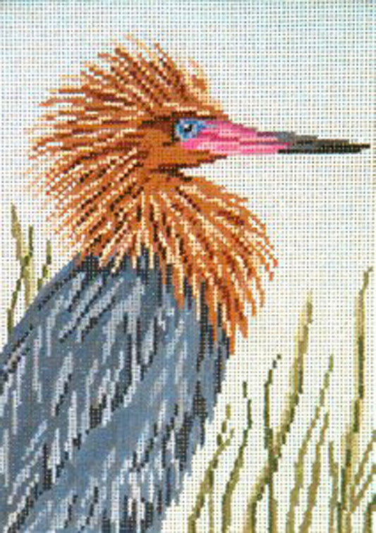 Canvas~Elegant Red Egret Bird handpainted Needlepoint Canvas~by Needle Crossings