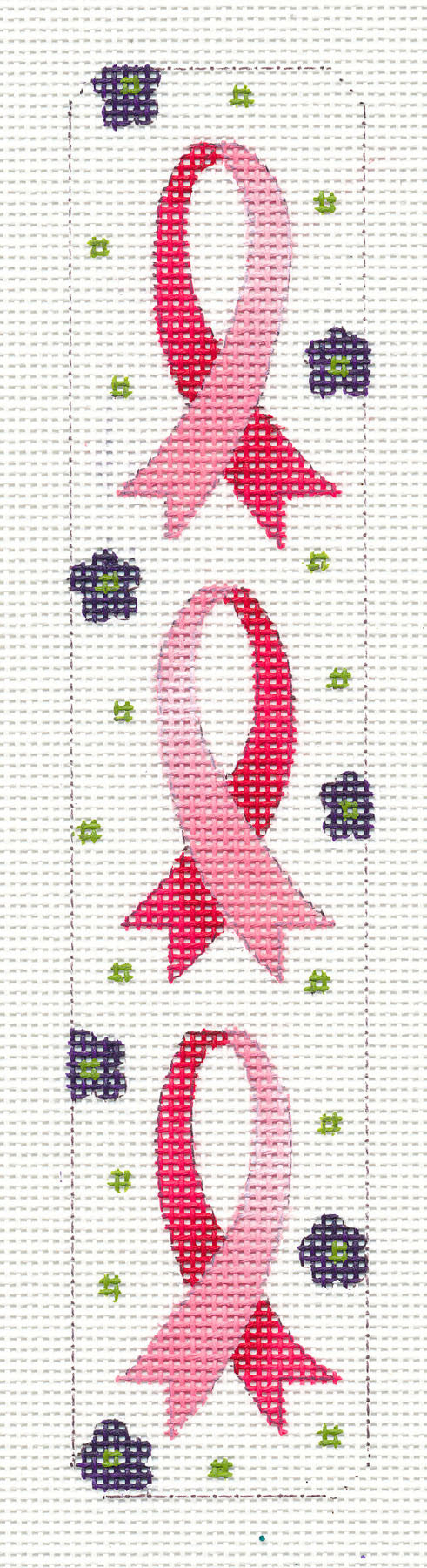 Bookmark ~ Breast Cancer Pink Ribbon Bookmark or Cuff on Hand Painted Needlepoint Canvas by JulieMar