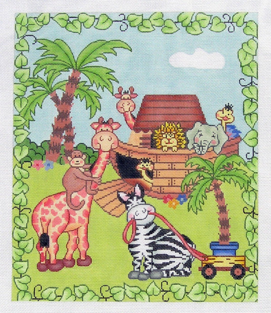Bazooples ~ Animal Ark  Baby or Child's handpainted Needlepoint Canvas by LEE
