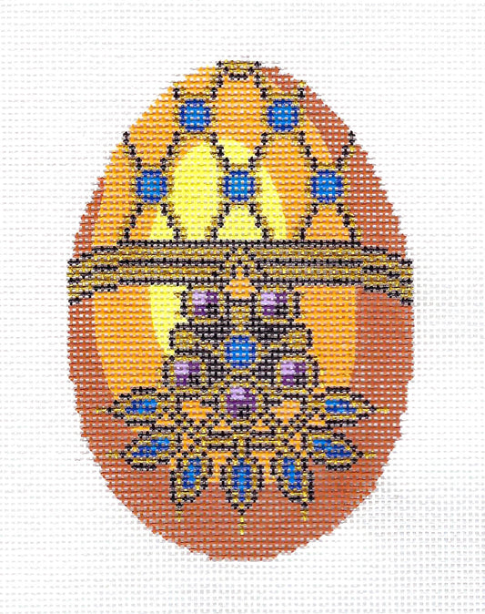 Faberge Egg of the Month ~ NOVEMBER Topaz Birthstone EGG OF THE MONTH handpainted Needlepoint Canvas by LEE