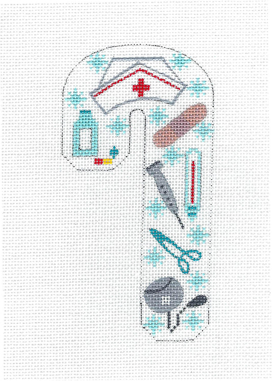 Candy Cane ~ Nurses Medium Candy Cane 18 Mesh handpainted Needlepoint Canvas CH Design from Danji